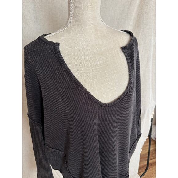 Free People We the Free Black Buttercup Thermal Long Sleeve Top Size XS - Picture 4 of 8